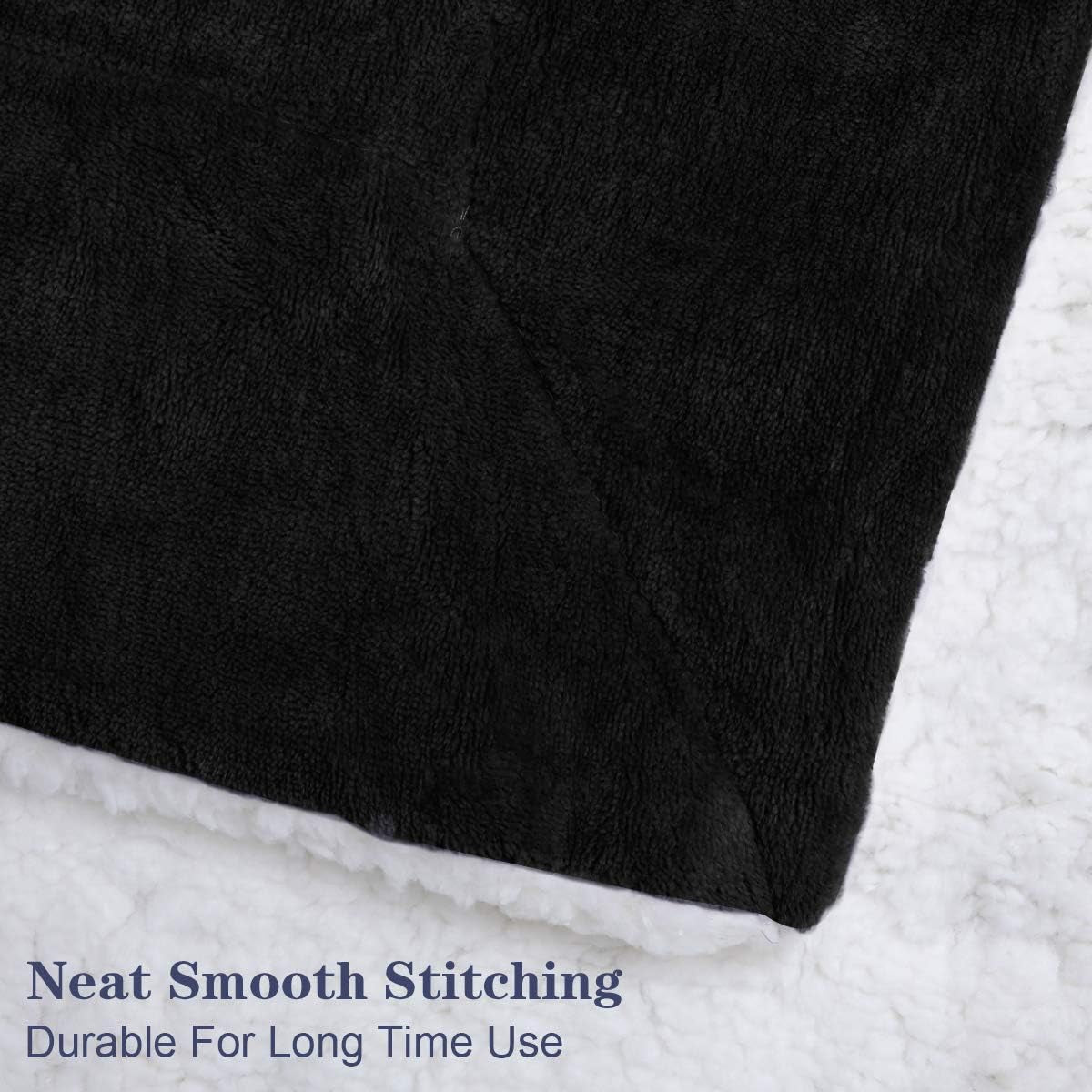 Cozy Black Fleece Sherpa Throw Blanket - Thick & Warm for Winter & Christmas - 50x60 Inches